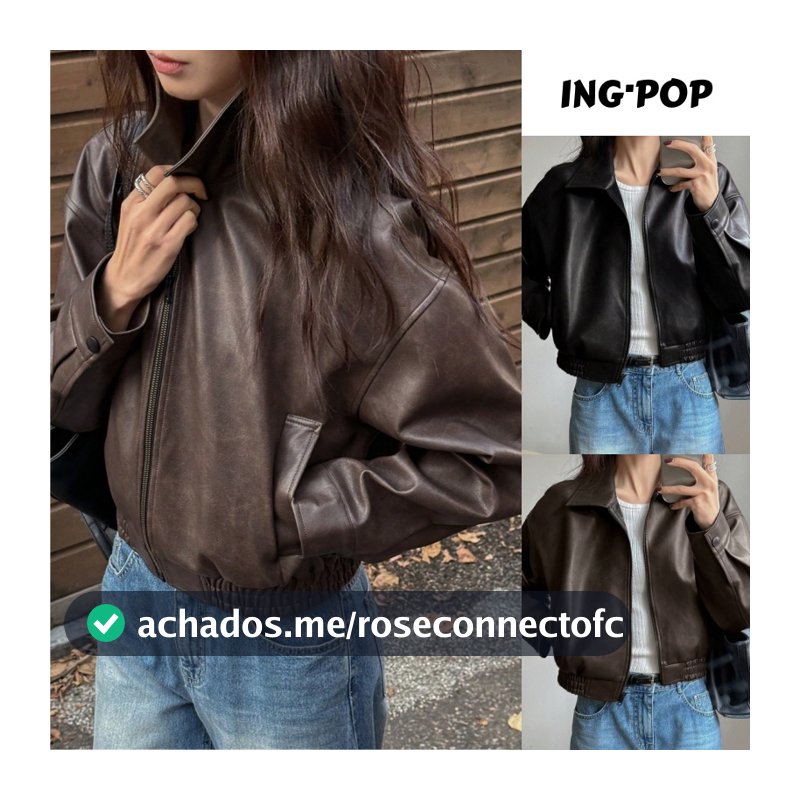 Jaqueta Feminina de Couro Vintage Curta para o Dia dos Namorados Roupas de Outono Jaqueta