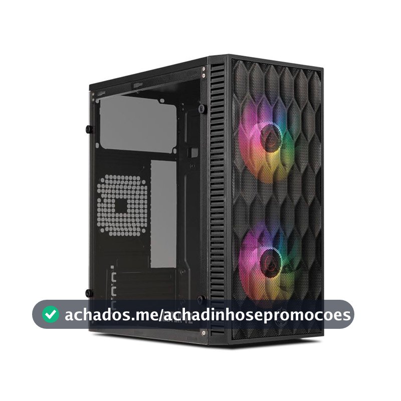 Gabinete Gamer TGT Jester V2 Rainbow Mini-Tower Lateral de Acrilico c/2 Fans, Preto TGT-JSRV2-BKGF02