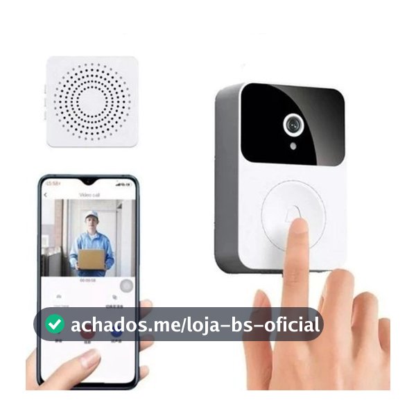 Campainha Com Câmera Vídeo Porteiro Sem Fio Wi-Fi HD Inteligente Smart Home Vê Pelo Celular Recarregável