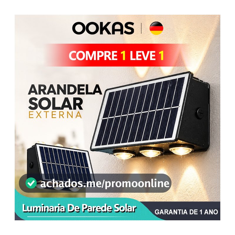 OOKAS 30X Lâmpada Arandela Solar Externa Parede Luminaria Solar Para Jardim Luz Solar Iluminação Outdoor Waterproof IP65