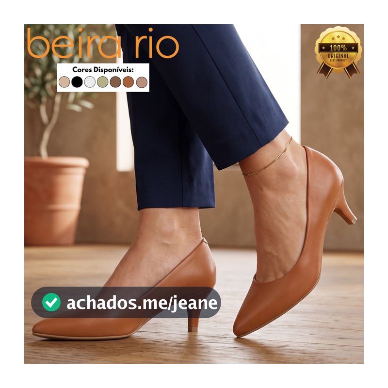 Scarpin Feminino Beira Rio Salto Médio Bico Fino Confortável Casual Elegante Clássico Original