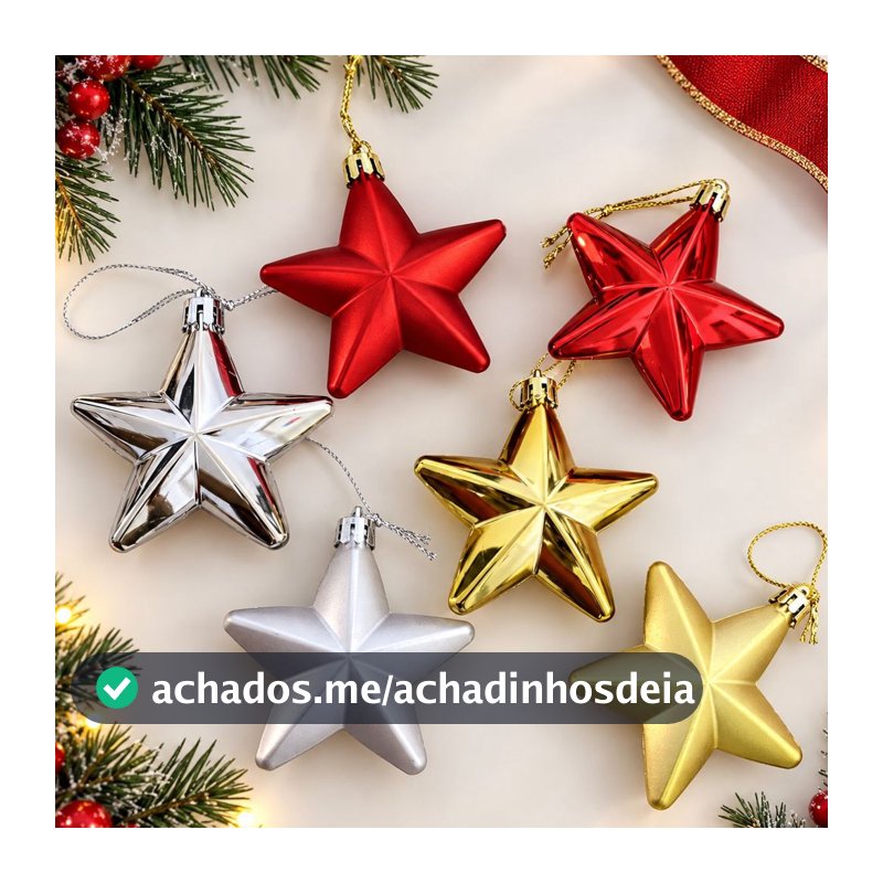 Kit Estrela de Natal 8cm Enfeite para Árvore Fosca e Brilhante 4/8/12 Unidades