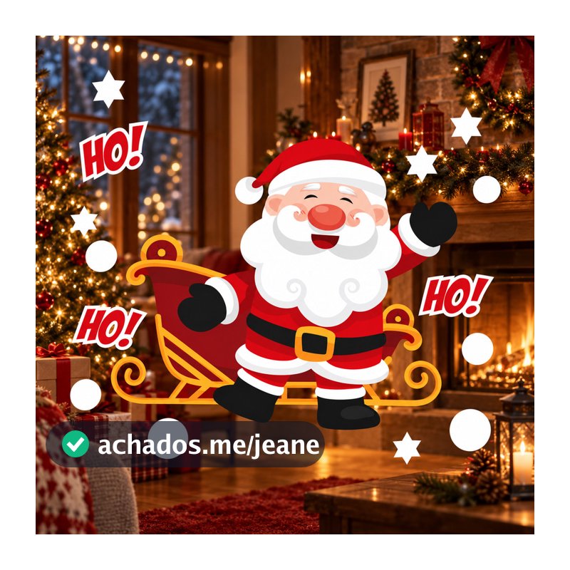 Kit Natalino Papai Noel Adesivo Para Vidro Vitrine Comércio