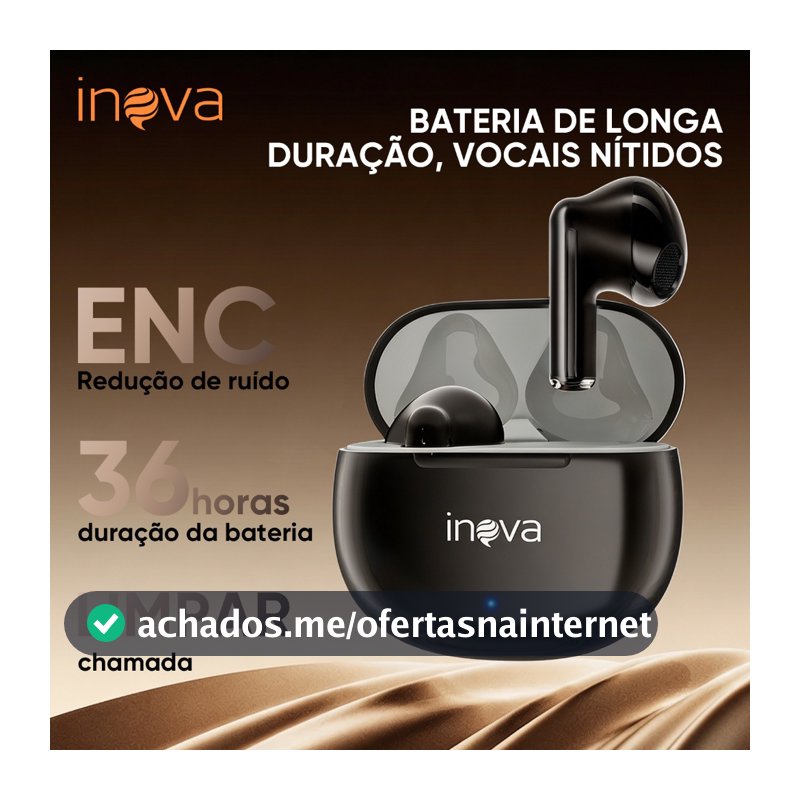 INOVA Fone De Ouvido Bluetooth ENC Sem Fio Fone TWS Headset Com Cancelamento De Ruído ELonga Duração De Bateria 36H