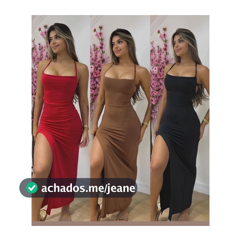 NOVO Vestido Suplex Longo Colado Fenda Lateral Costas Nuas Elegância e Estilo!