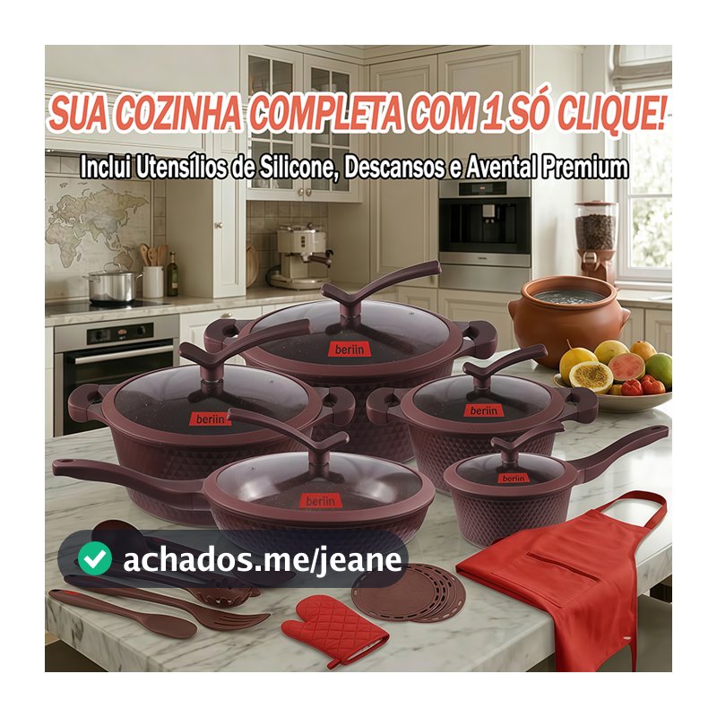 Conjunto De Panelas Antiaderente Cerâmica 22 Peças Com Revestimento Premium Tampa Vidro Temperado E Jogo De Utensílios