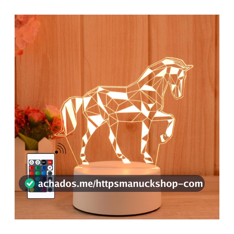 Abajur Luminária Decorativa Cavalo Para Presente Namorada Decoração De Quarto Sala Iluminação Escritório Infantil Gamer