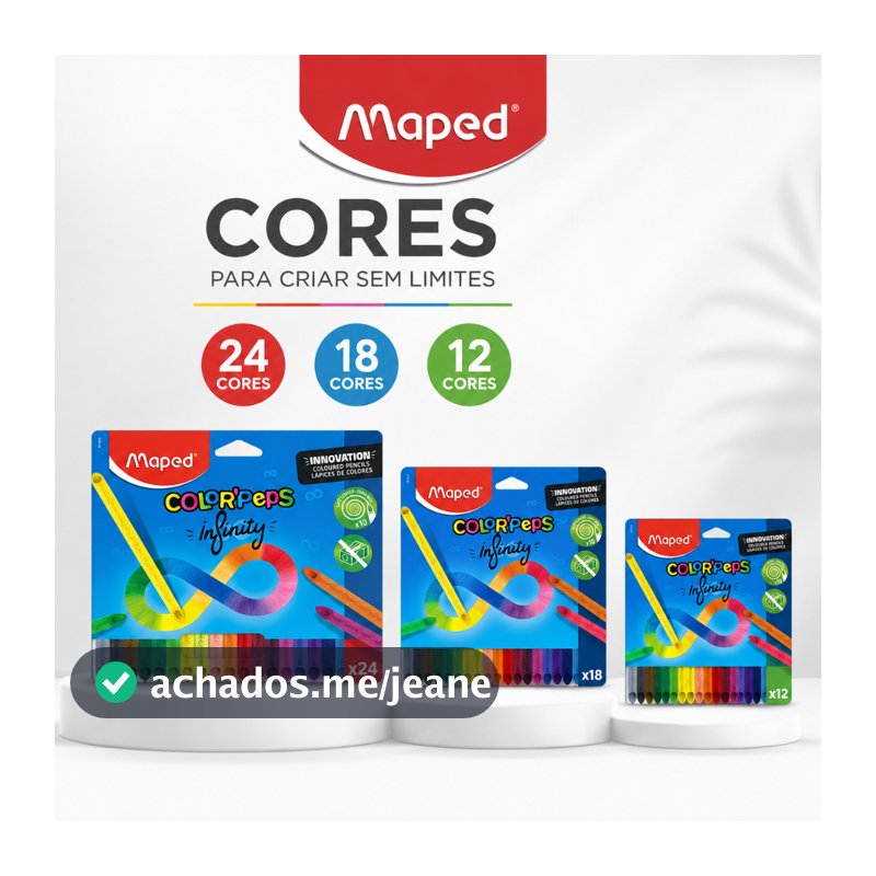Lápis de Cor 12/18/24 Cores Infinity Color'Peps Triangular Infinito Maped