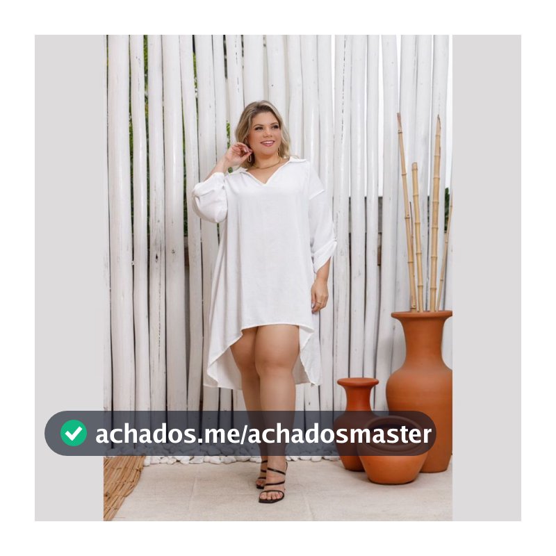 Vestido Chamise Manga 3/4 Gola Polo Plus Size