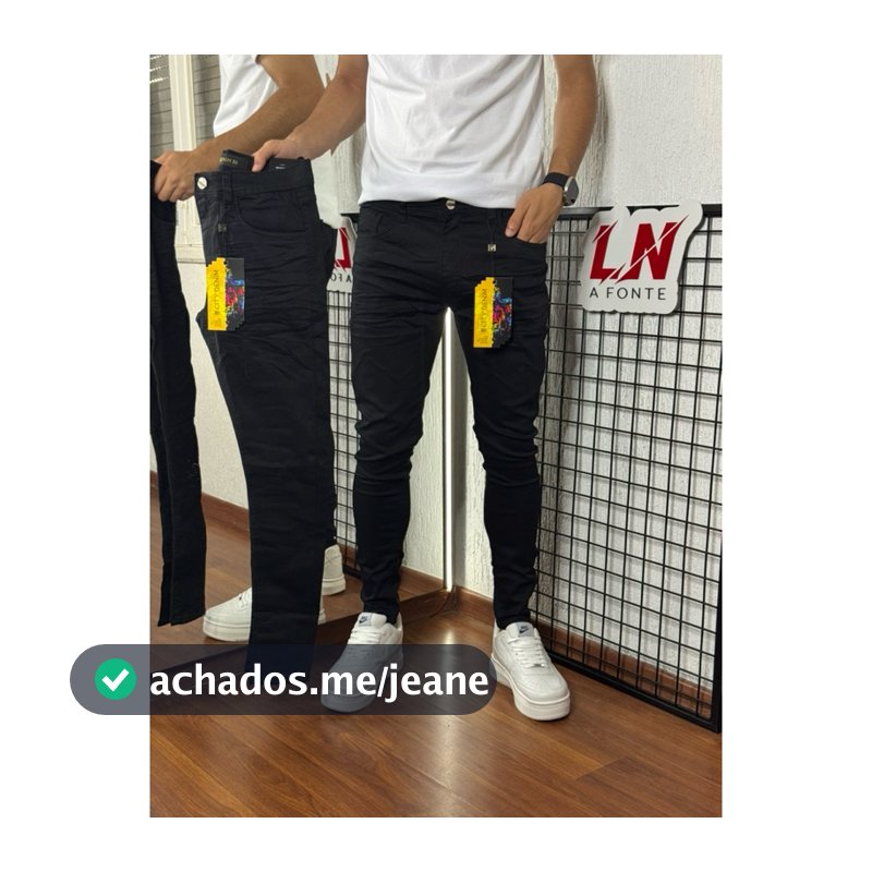 CALÇA JOGADOR PRETA BÁSICA LISA CITY DENIM (02)