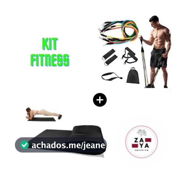 Kit Exercícios Elásticos 11 Peças + Colchonete - Kit C/2 Produtos