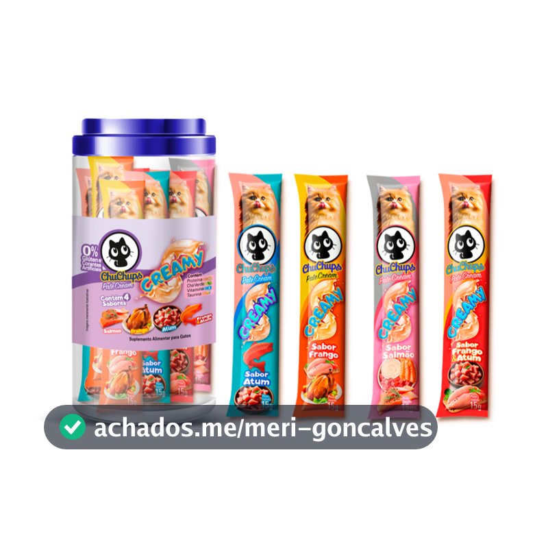 Petisco Para Gatos ChuChups Cream Pote Sortido com 24 Tubos de 15g Lançamento Tipo Churu e Truly
