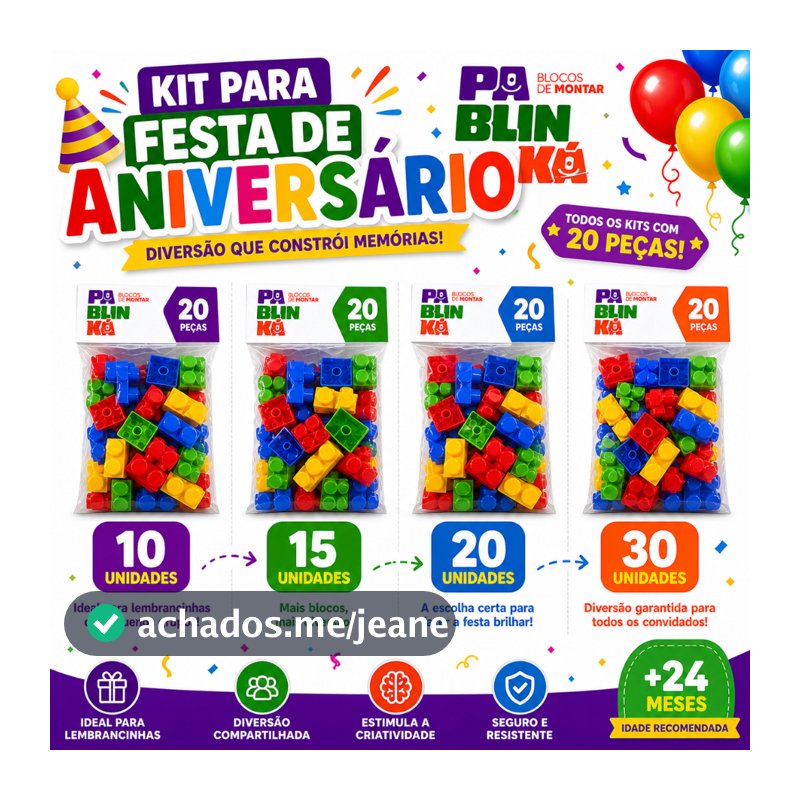 Blocos de Montar Educativos Infantil Kit Lembrancinha Aniversário