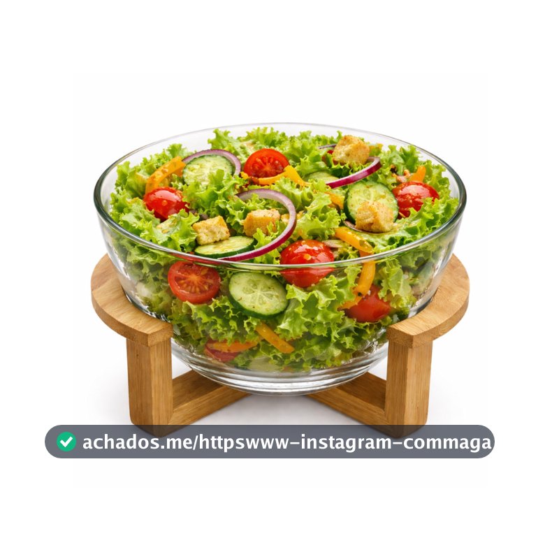Saladeira De Vidro C/ Suporte De Madeira Bowl Sobremesa Tigela Mesa Cozinha 19cm