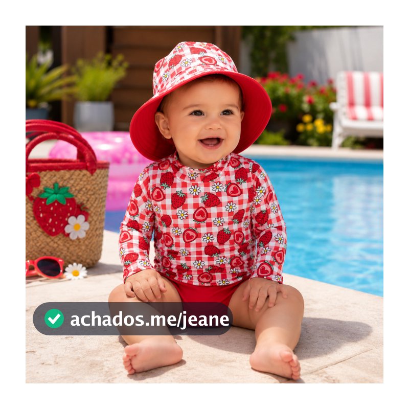 Kit Lote Blusa Proteção Solar Tapa Fralda Chapéu Bebê Infantil Moda Praia Meninas - Biquíni Infantil