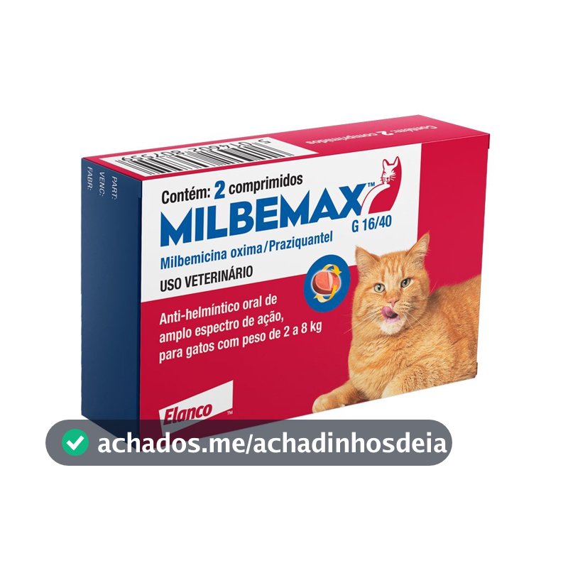 Milbemax G (2 - 8 Kg) C/ 2 Comprimidos - Vermífugo P/ Gatos