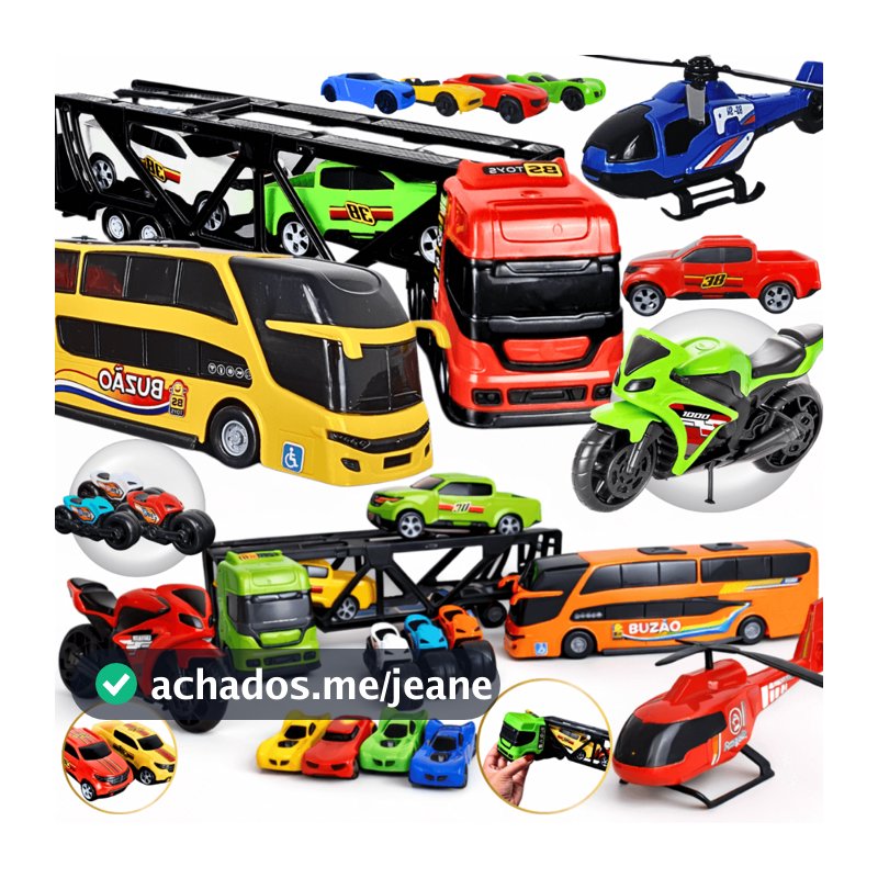 Kit Carrinhos Caminhão Cegonha Ônibus Motos Completo Presente Brinquedo Menino Miniatura Infantil