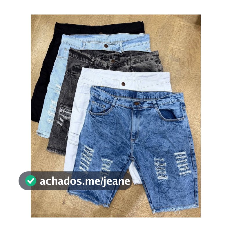 Kit com 5 Bermuda Jeans Masculina Rasgada Jogador + ENVIO IMEDIATO