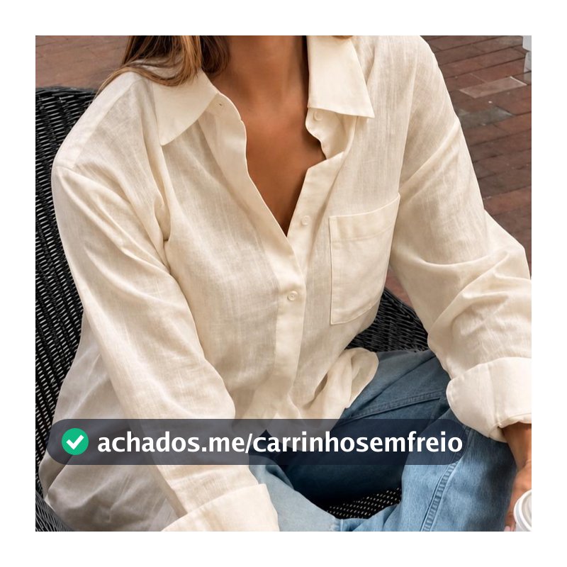 Camisa de feminina tecido linho  manga longa classico basico e versatil Leve, Solta e Casual