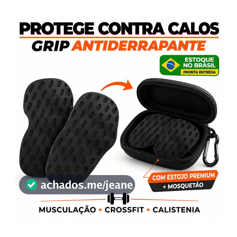 Protetor Palmar Grip Academia Silicone Luva Treino Musculacao Antiderrapante Protege Contra Calos Par + Estojo Case