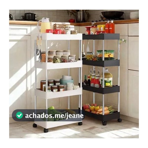 Carrinho Organizador Multiuso Slim 4 Andares com Rodinhas Prateleira Articulada para Cozinha Banheiro e Lavanderia