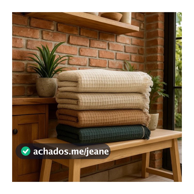 Manta Sofá Piquet Algodão Boho Decorativa com Franjas 2,10X1,50