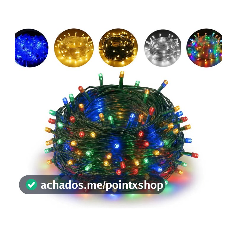 Pisca Pisca Cordão Cores De Natal 100 Led 8 Função 10 Metros