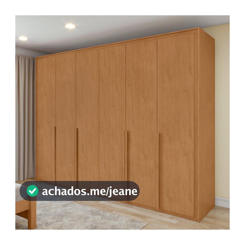 Guarda Roupa Casal 100% MDF 6 Portas Easy Space Amendoa Clean -Lopas