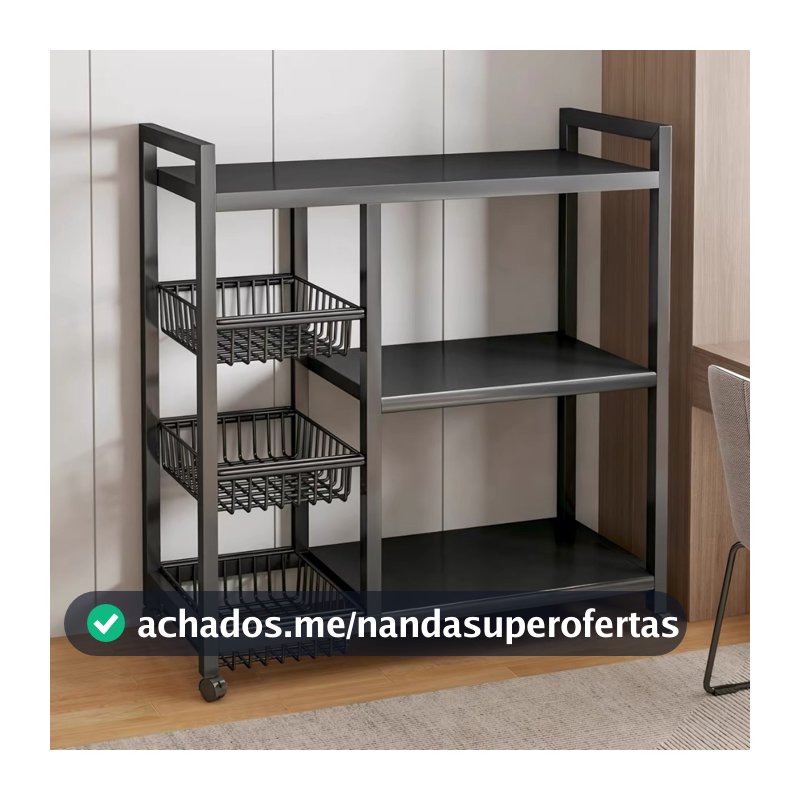 Prateleira Multinível de Piso Rack para Vegetais e Suporte para Micro-Ondas – Organizador de Cozinha