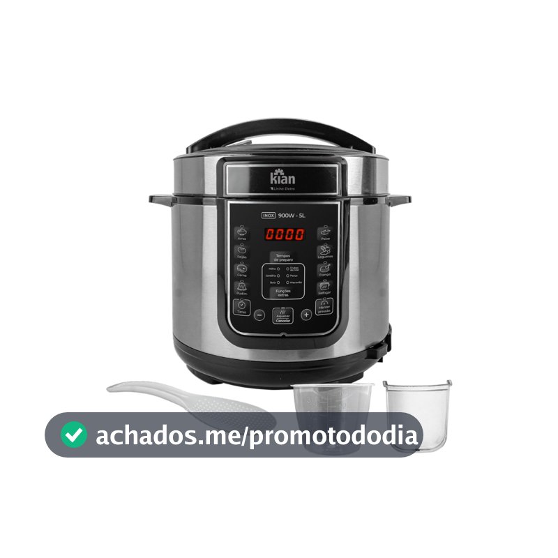 Panela de Pressão Elétrica Kian 5 Litros 900W 127V  Inox/Preto PPE-101