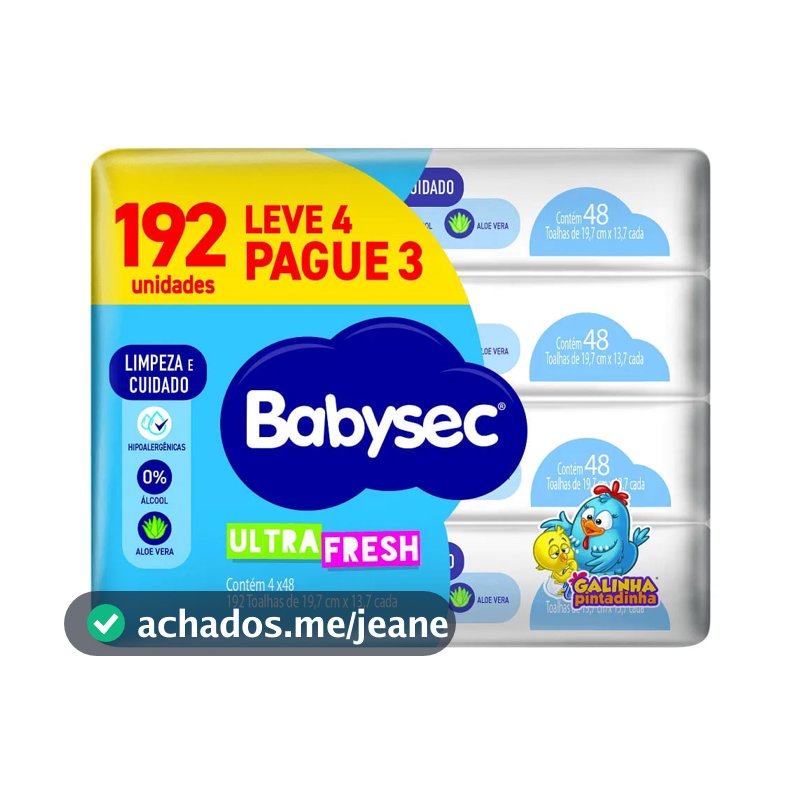 Toalha Umedecida Babysec Galinha Pintadinha Com 192 Unidades