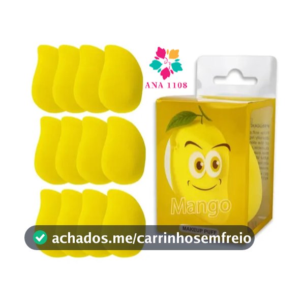 ANA 1108 Kit 12 peças Esponja de Rosto Facial Maquiagem Base Manga