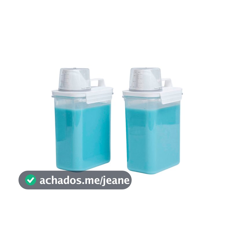 Kit com 2 porta sabão em pó 1,8L com copo dosador e travas - Oikos