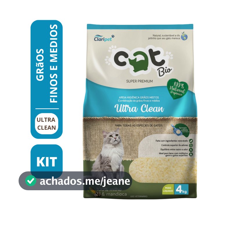 AREIA BIODEGRADÁVEL ULTRA CLEAN CATBIO 8 KG 12 KG 16 KG  - ENVIO IMEDIATO