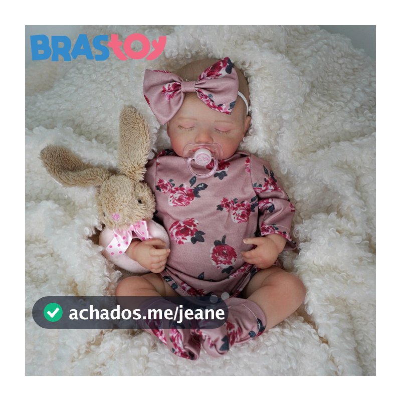 Bebê Reborn Boneca Silicone 48cm Menina Realista Adormecido Brastoy