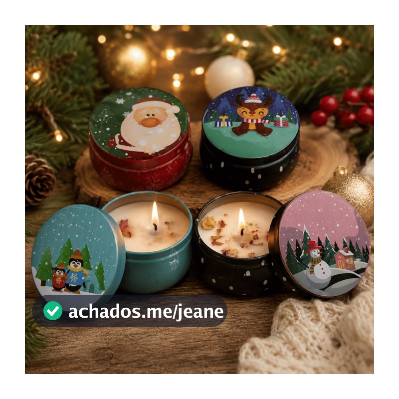 Kit 4 Pote de Metal c/ Vela Aromática 6 cm – Wincy Natal / Vela Decorativa Aroma / Enfeite Natalino