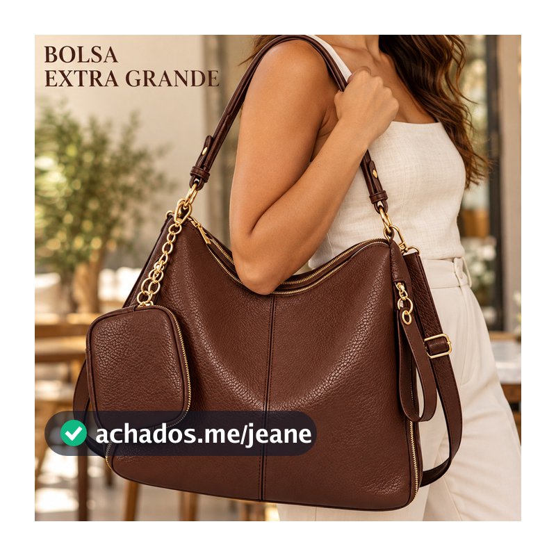Bolsa Conjunto Hobo Couro Sintético Impermeavel Varios Compartimentos Bolsinha Combinada Resistente