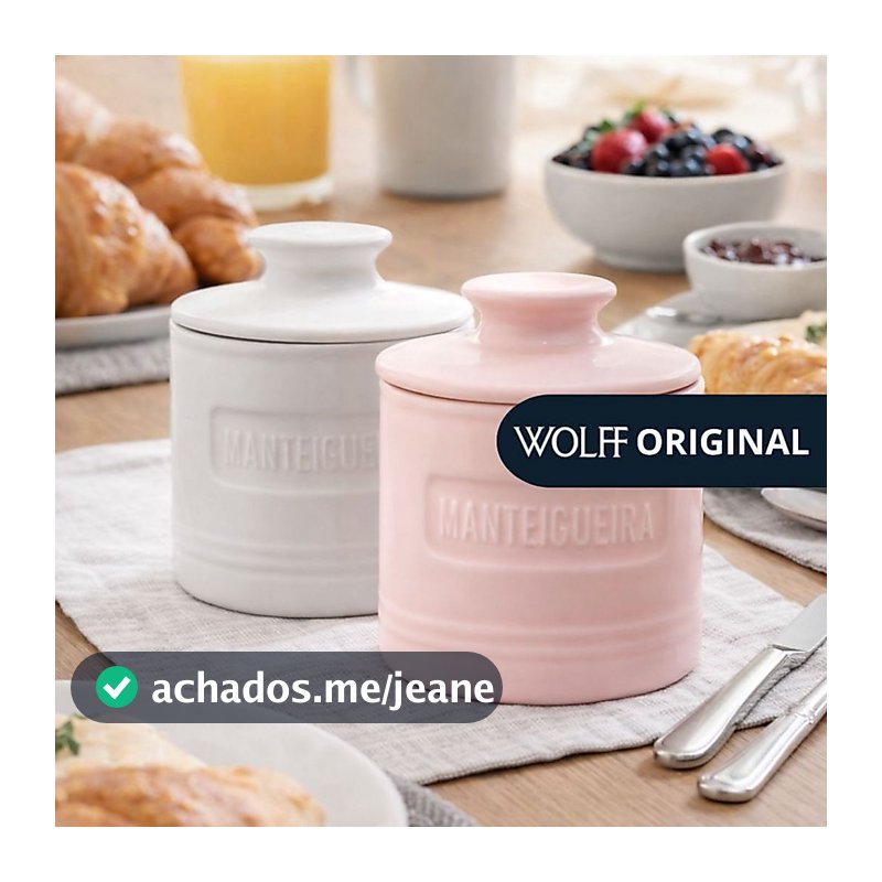 Manteigueira Francesa Matte Rosa Branca em Cerâmica - Wolff