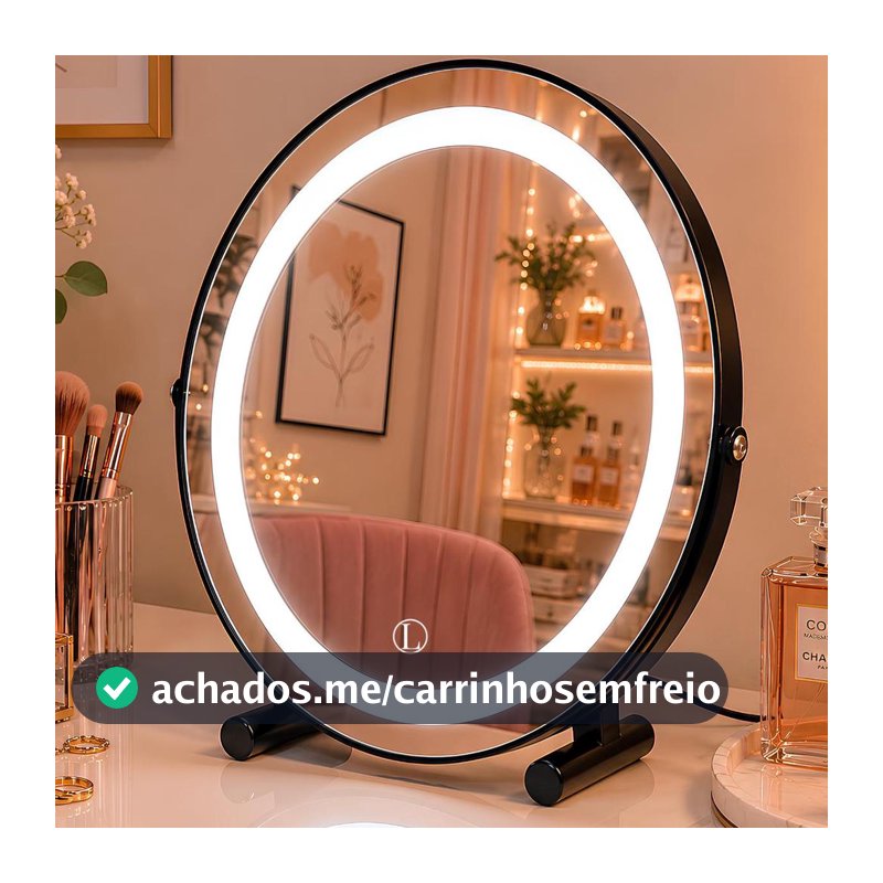 Espelho Lopazzi de Mesa para Maquiagem com LED 3 Tons Touch Penteadeira Decorativo
