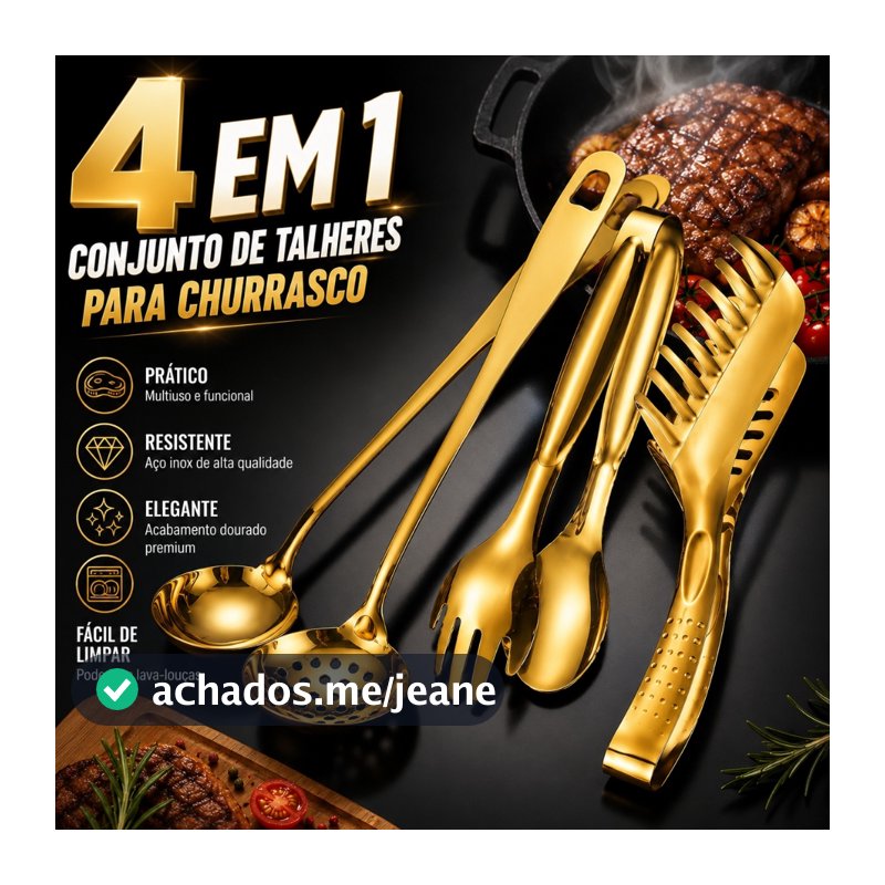 Talheres Kit 4 De Aço Inox Servindo Utensílios Pinça para pão, pinça para bife, escorredor Sopa Na Cozinha Talheres