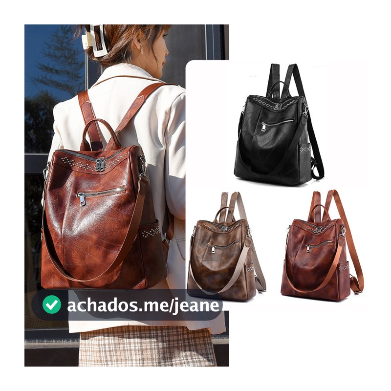 Nova Mochila Feminina De Couro PU De Grande Capacidade Mochila À Prova D'Água Mochila De Viagem De Negócios