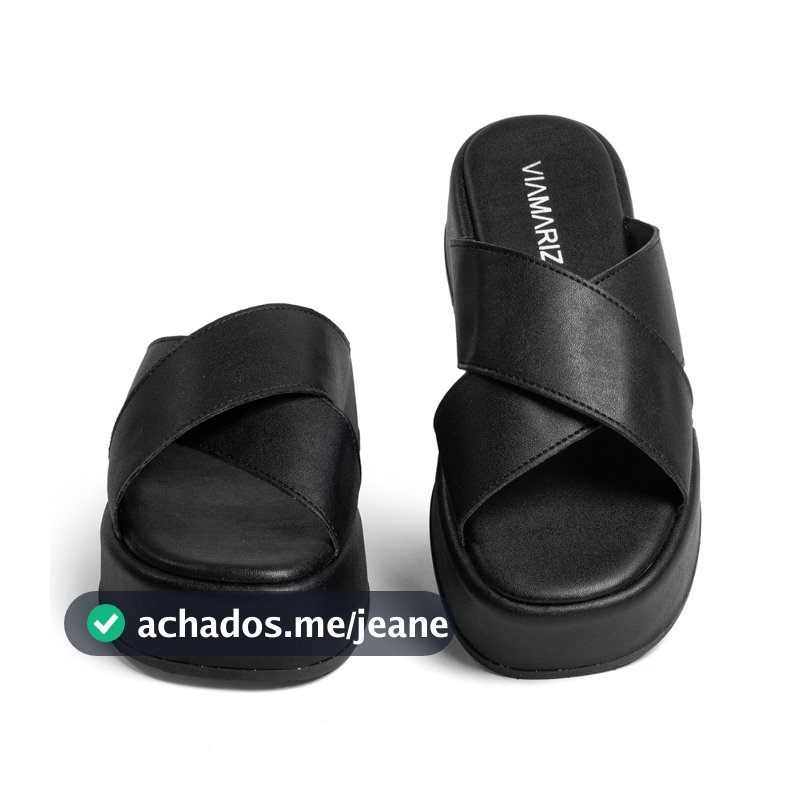 Sandália Papete Feminina Plataforma X Flatform Tiras Cruzadas Confortável Casual Blogueira Verão  Praia.