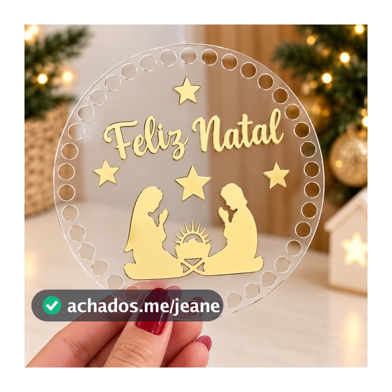 Base acrílica guirlanda Natal 13 cm.