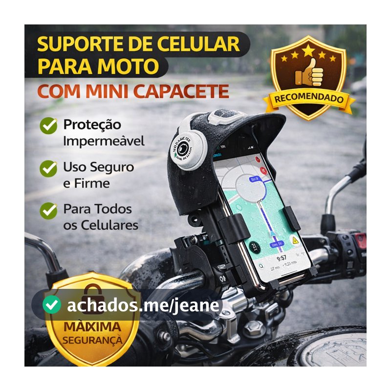 Suporte Celular Moto Bike Capacete 360° Impermeável Fixação Guidão Universal À Prova D'água