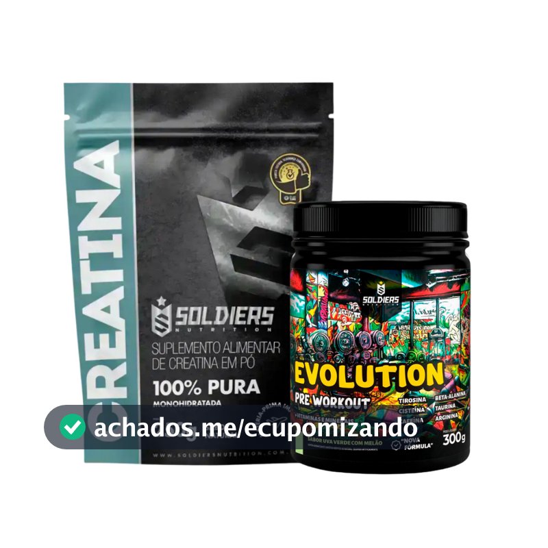 Kit Creatina Monohidratada + Pré Treino Evolution 300g  Aminoácidos Essenciais - Soldiers Nutrition