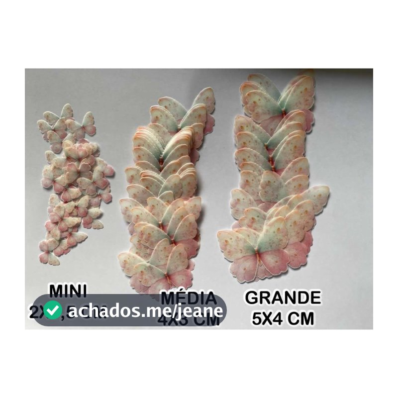 15 / 24 ou 70 Borboletas Jardim Encantado em Papel Arroz (aplique comestível bolos, doces e bombons)
