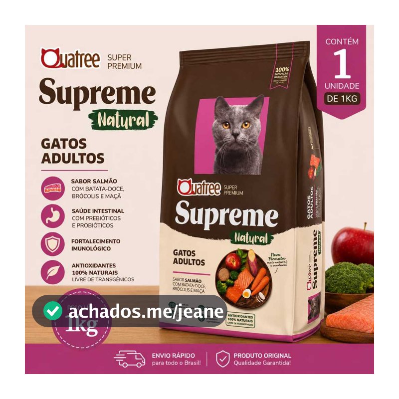 Ração Quatree Supreme Gatos Adultos Salmão 1kg