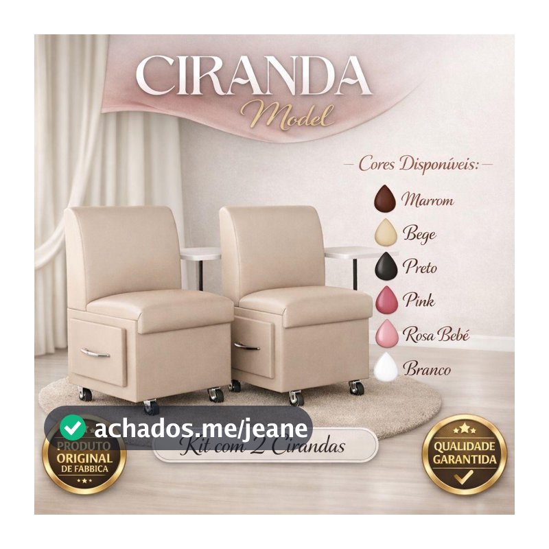 Kit 2 Cadeira de manicure Cirandinha para salão de beleza moderna novas cores