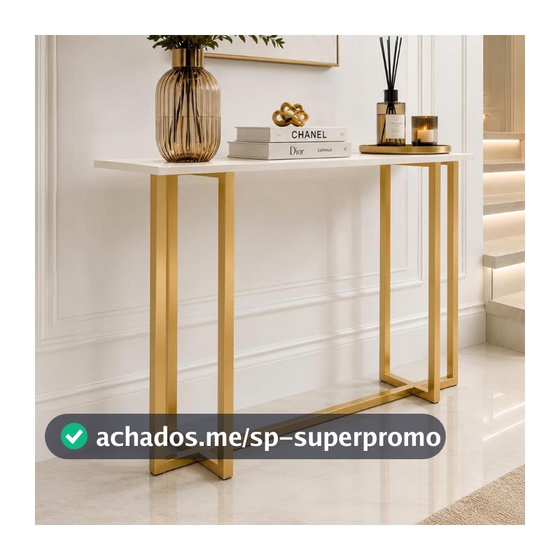 Aparador Buffet Classic Minimalista MDF Aço Dourado Sala de Estar, Jantar, Cozinha e Hall de Entrada