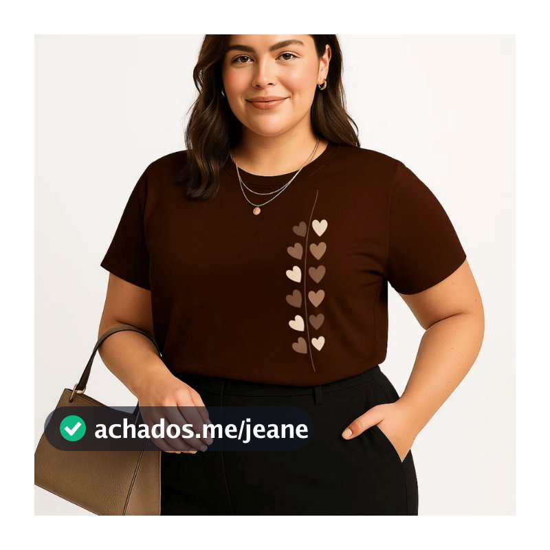 Camiseta Plus Size Feminina P Ao G5 Algodão 100% Estampada Varios Coração Básica Casual Academia Verão